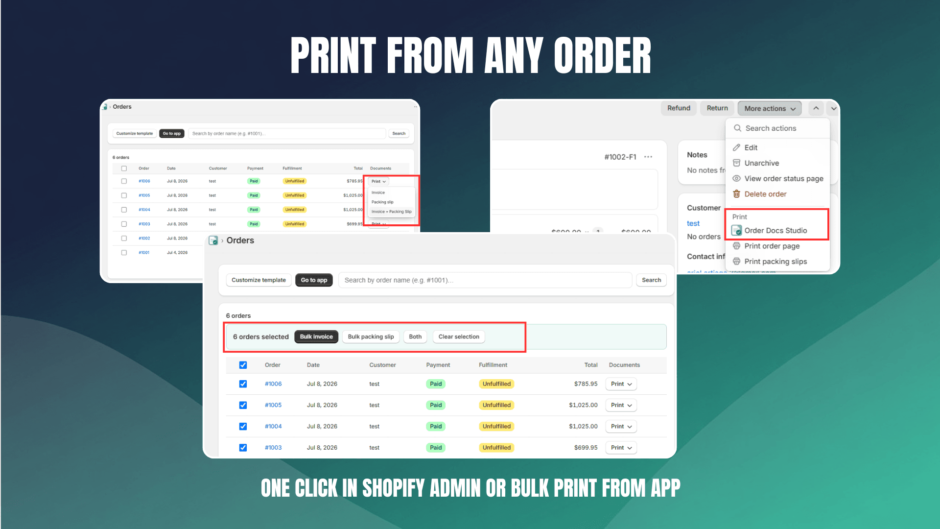 One click Print PDF in Shopify Admin